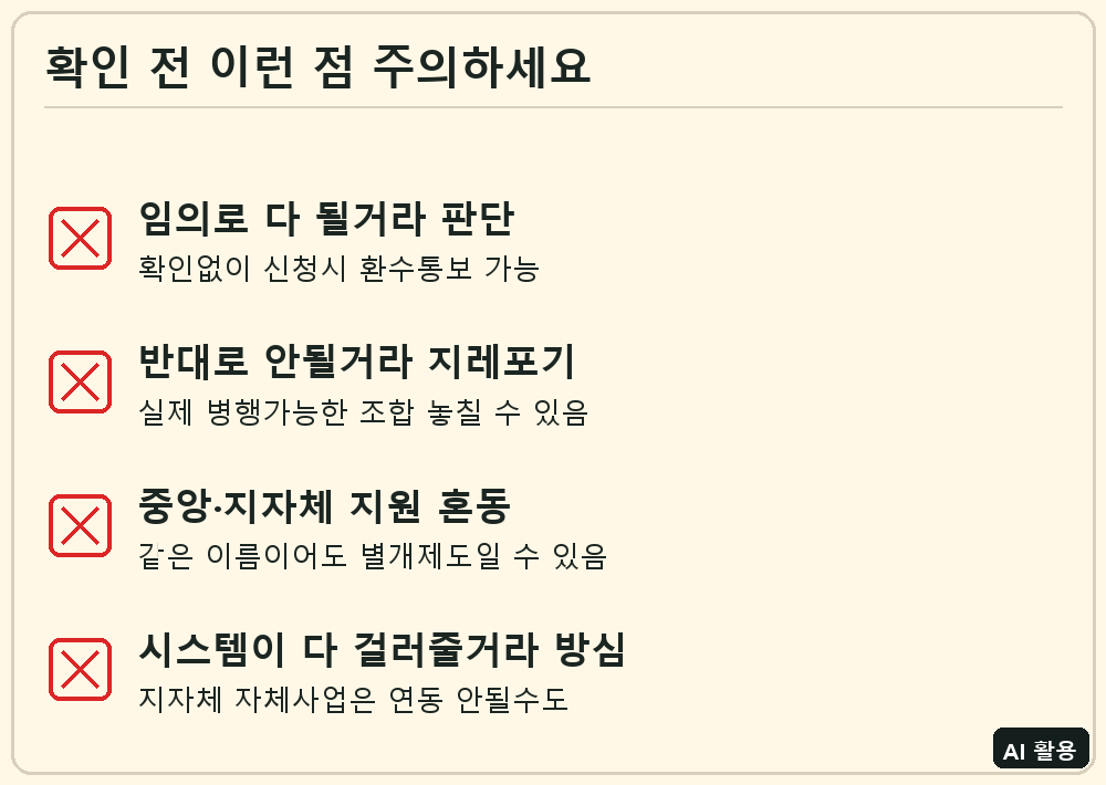 정부지원금 중복수혜 확인 체크리스트