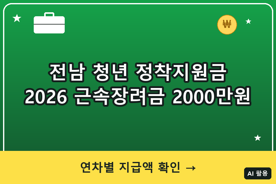 전남 청년 정착지원금(근속장려금) 신청방법 2026