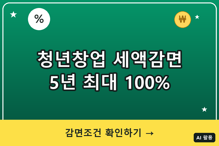 청년창업 세액감면 5년 최대 100% 감면받는 법 (2026)