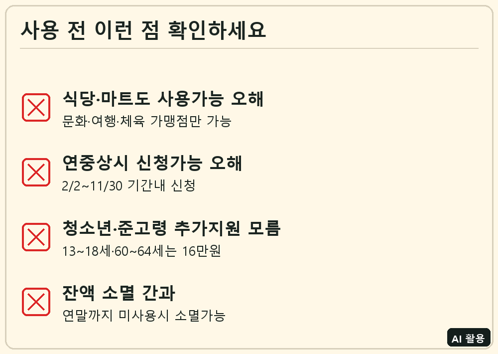 문화누리카드 사용 전 확인 체크리스트