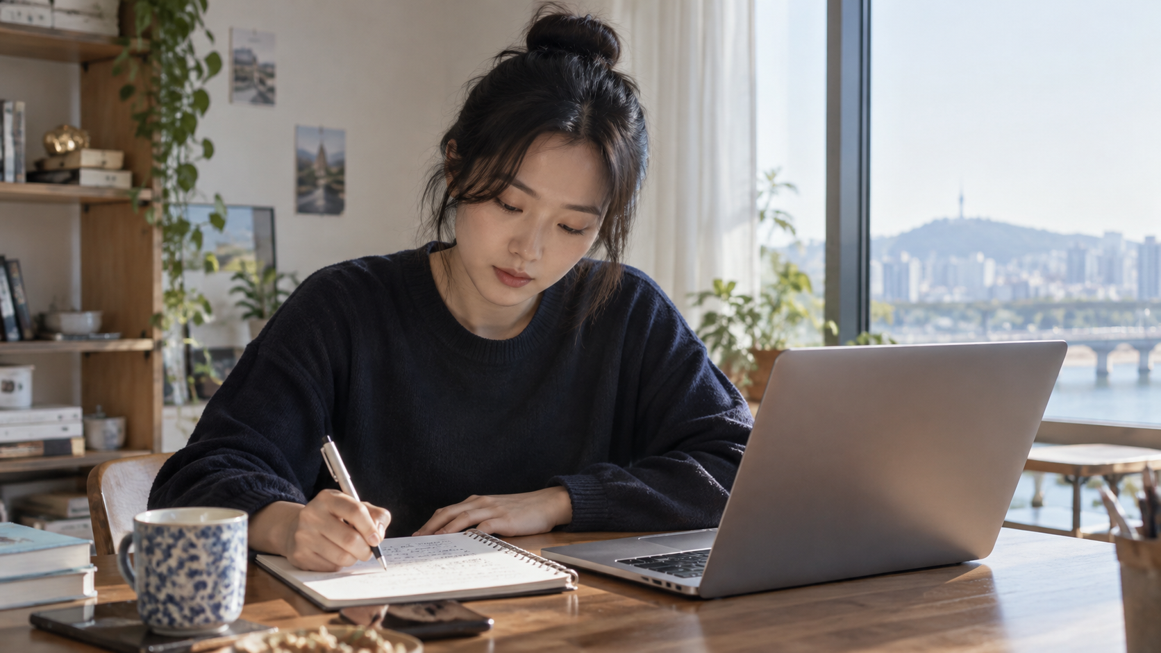 참고2: 작업 내용을 메모하는 연출 장면