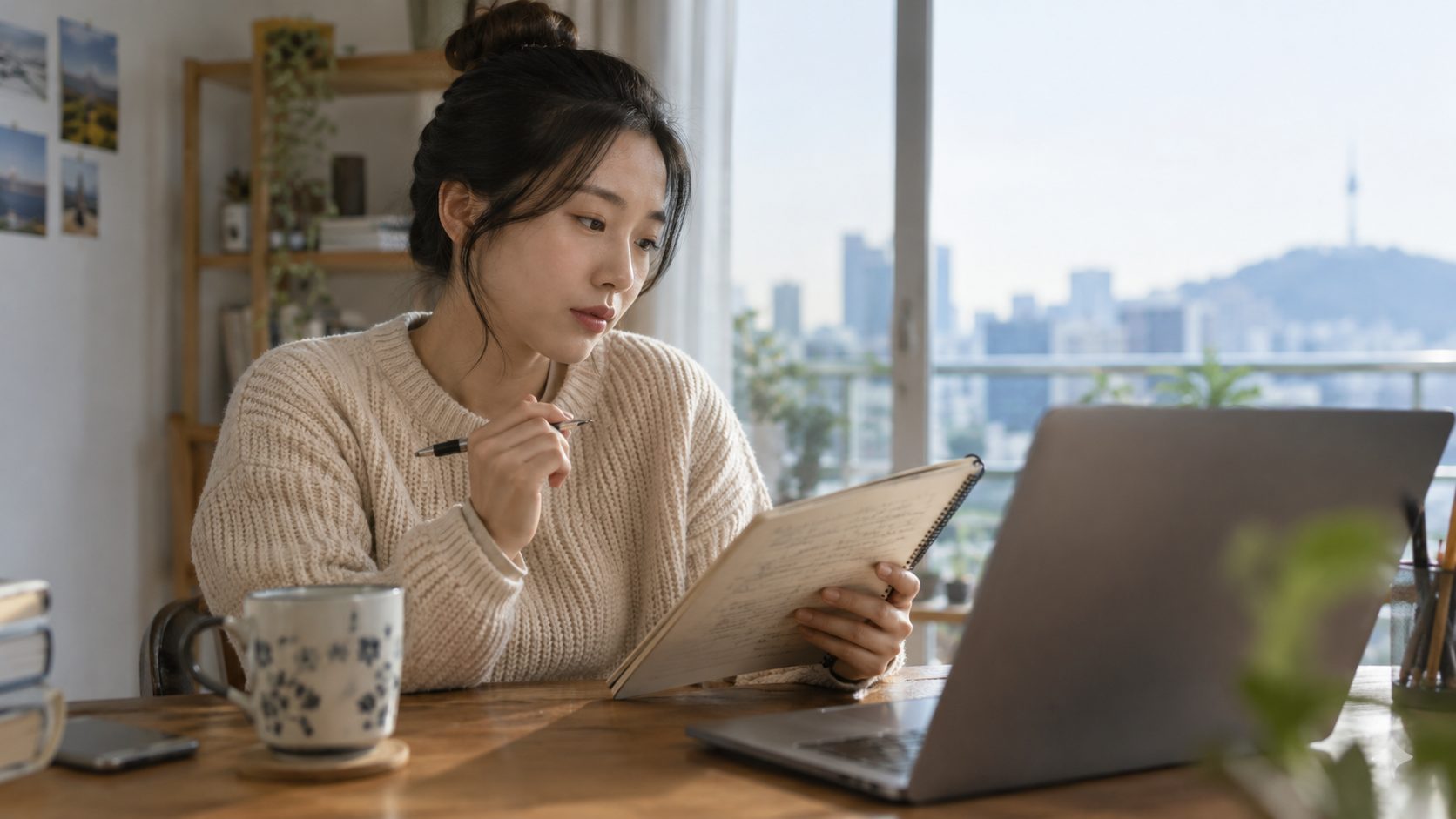 참고4: 메모와 브라우저를 대조하는 연출 장면