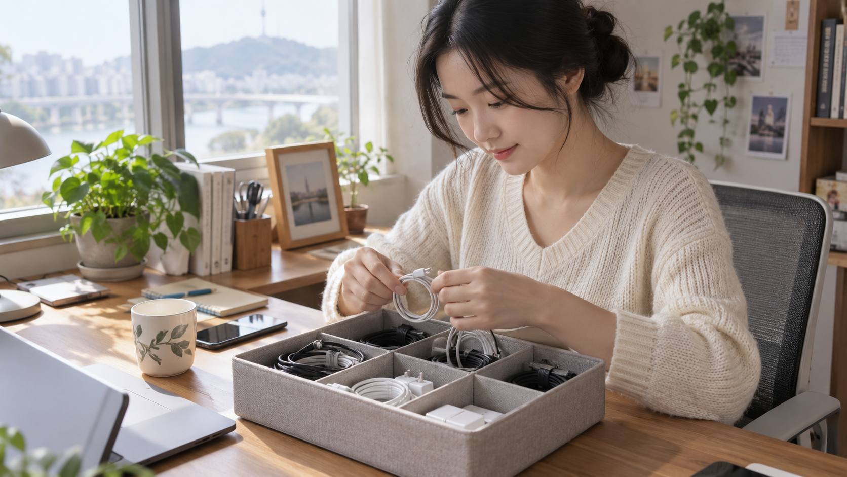 참고3: 여분 케이블을 나눠 보관한 예시