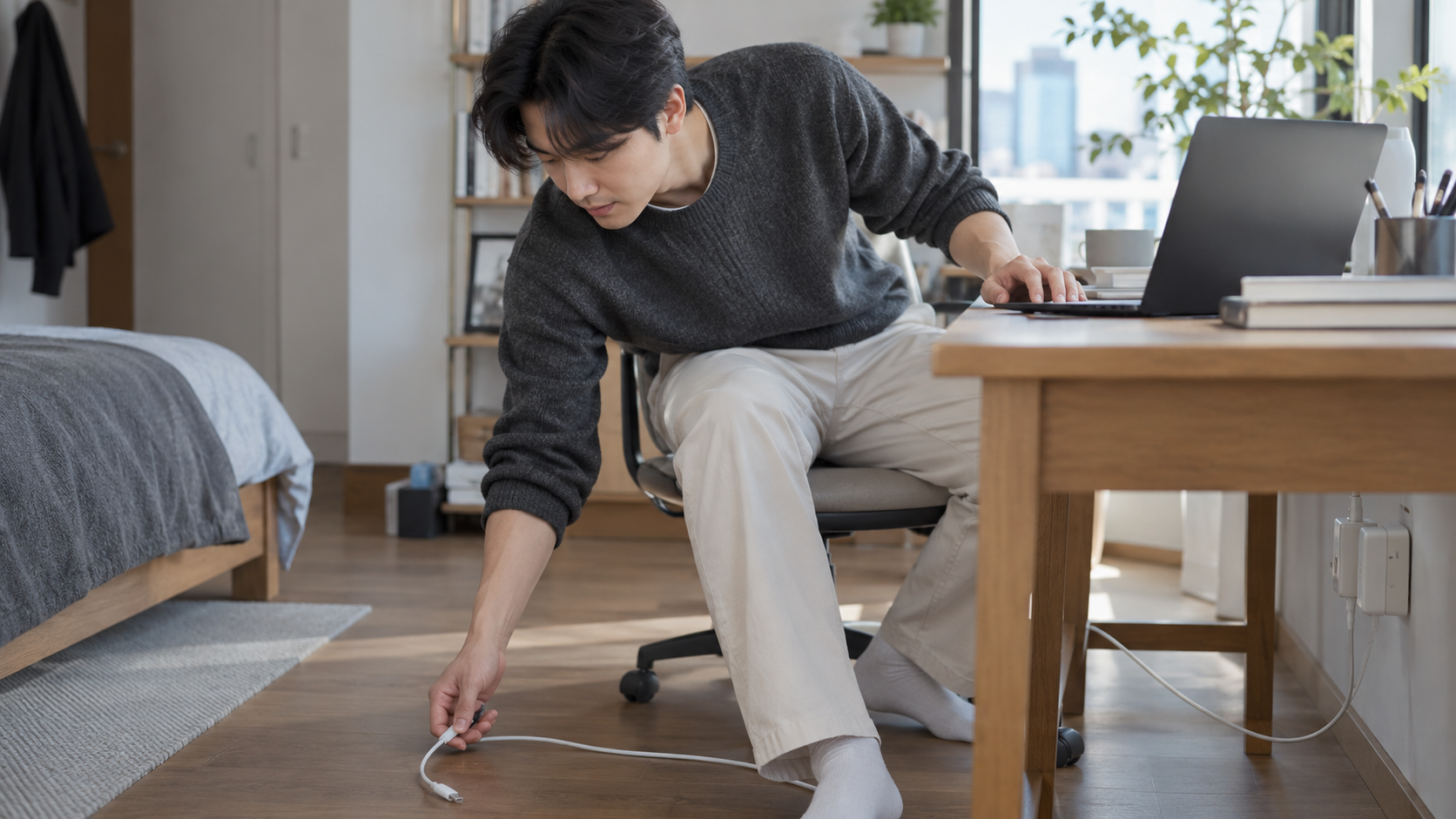 참고7: 케이블 여유 길이를 확인하는 연출 장면