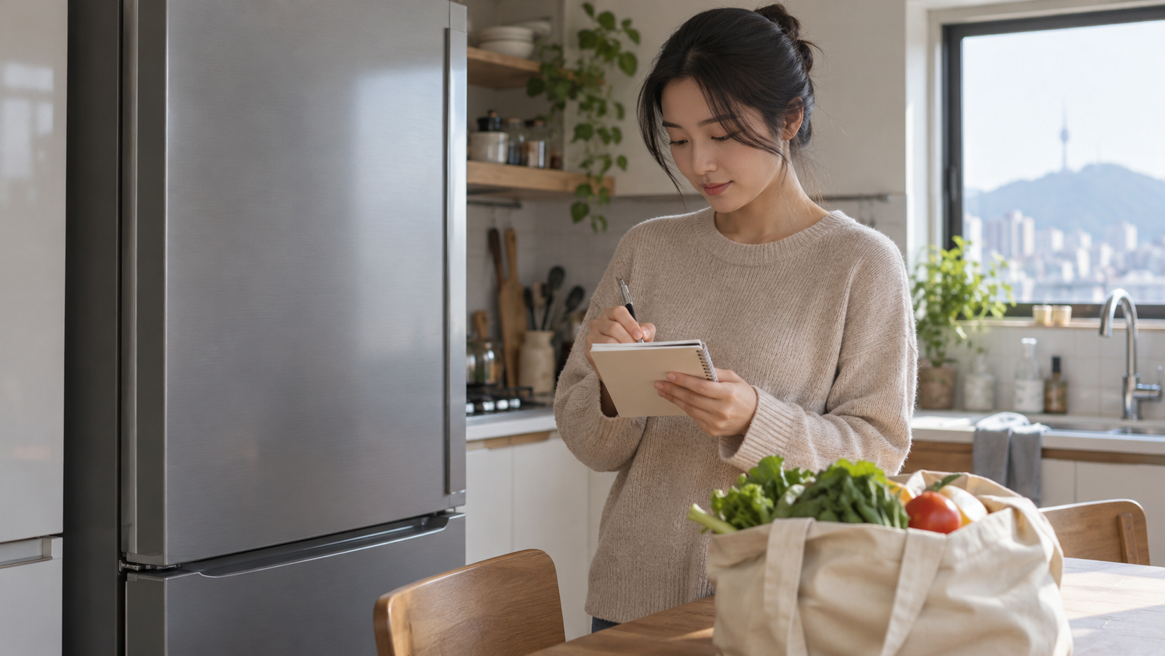 참고3: 장보기 목록을 작성하는 연출 사진