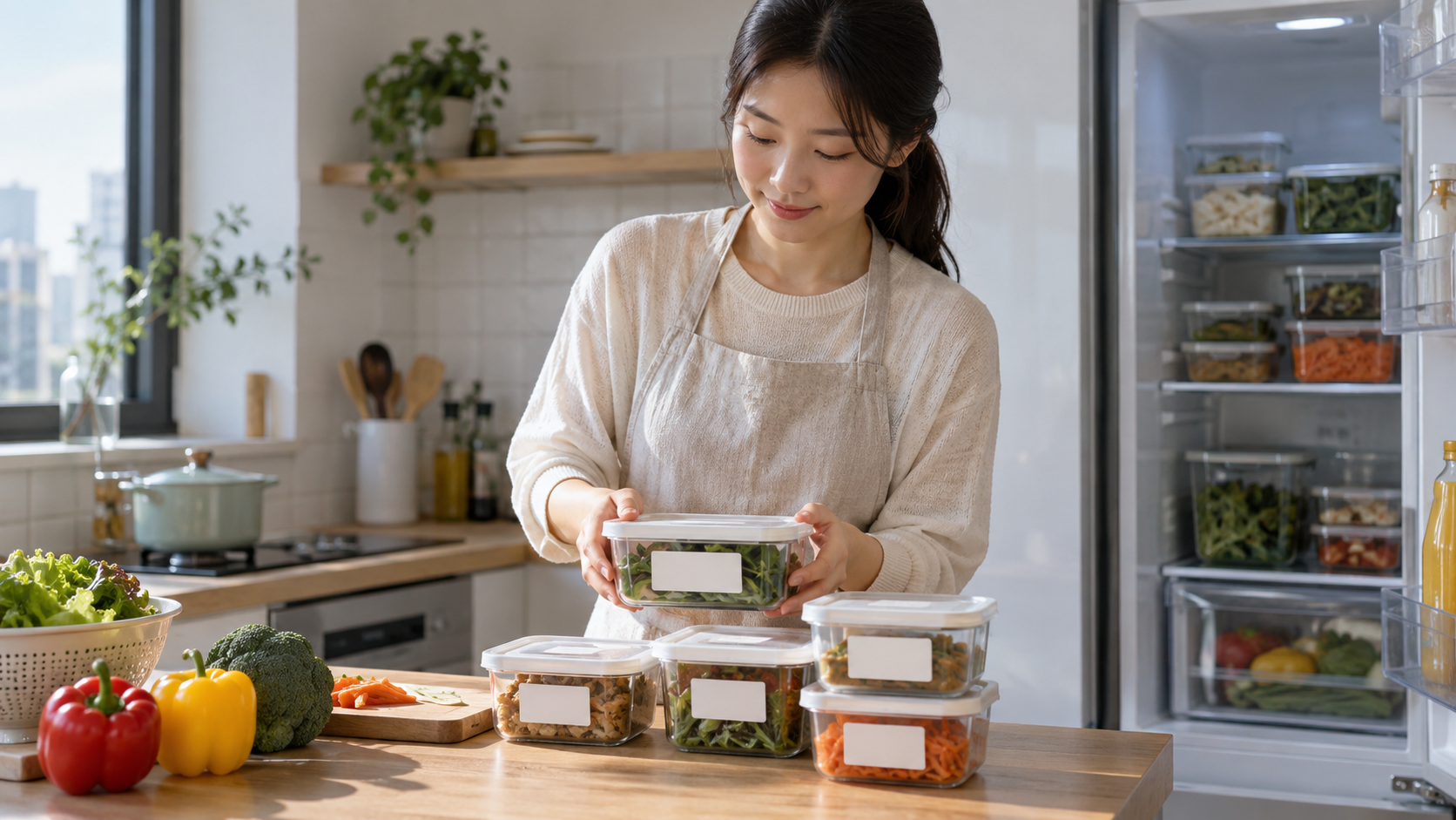 참고4: 날짜 기록용 빈 라벨을 붙인 용기 예시