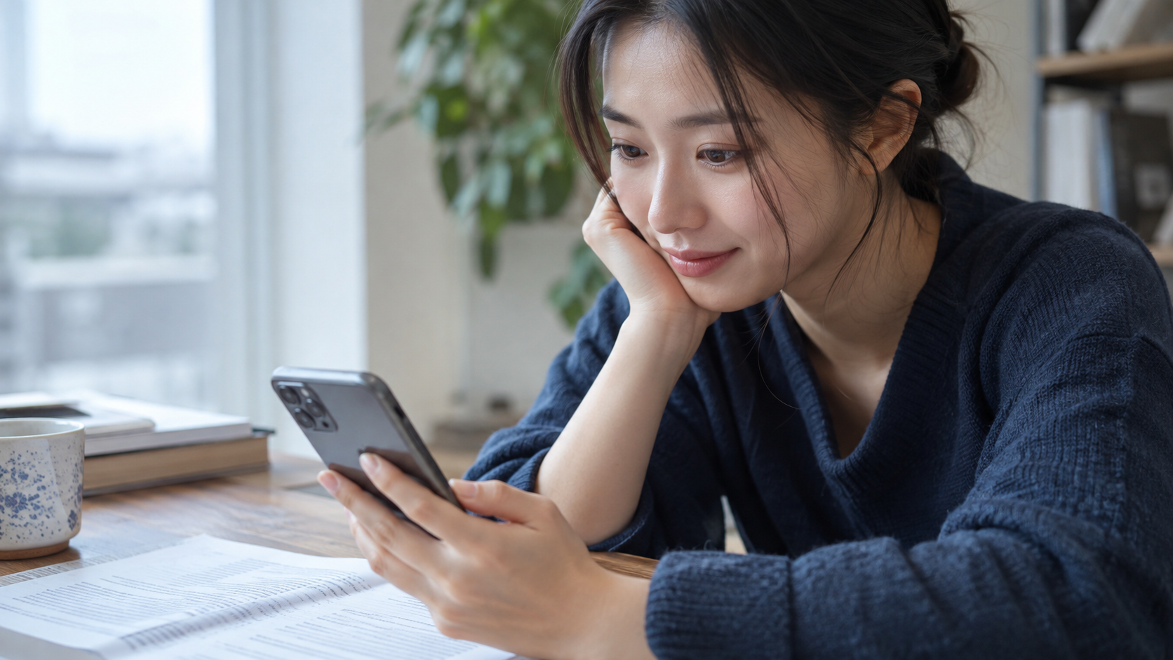 참고1: 문서 위에 휴대폰을 둔 연출 예시